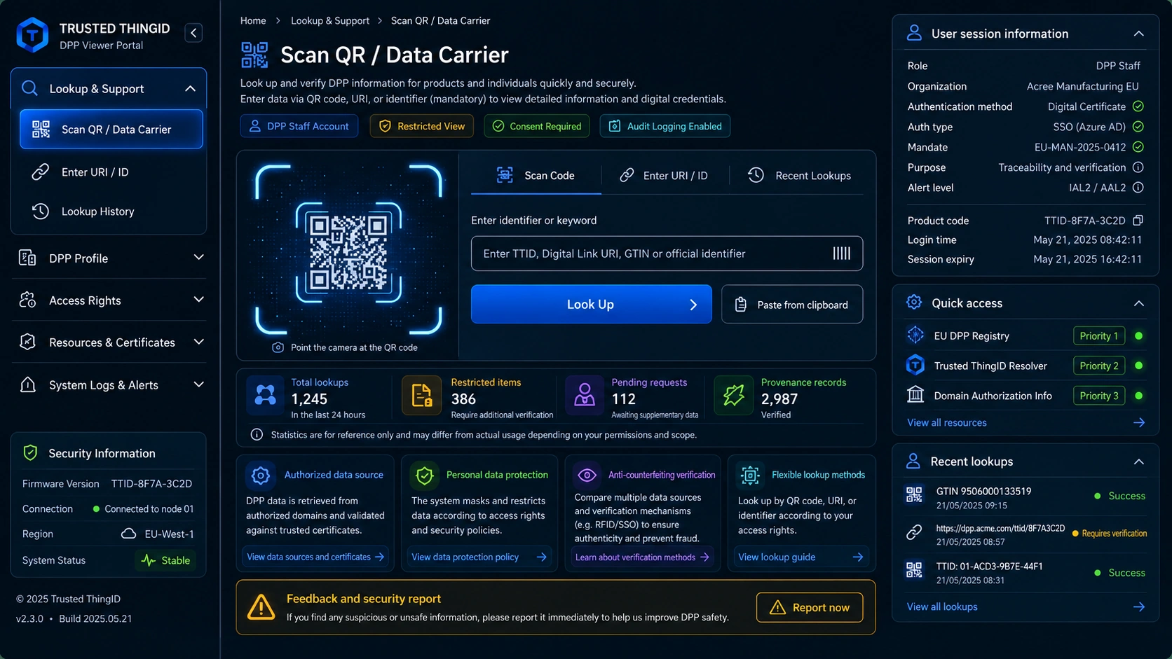 Trusted ThingID DPP Public / Restricted Viewer: Carrier Discovery Resolve Success